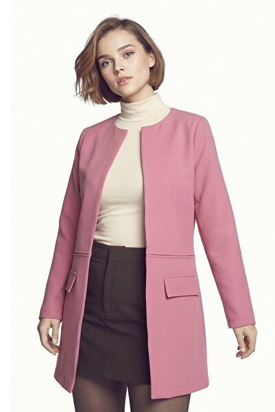 armonika Women's Dusty Rose Stitched Waist Long Coat Arm-26K001017