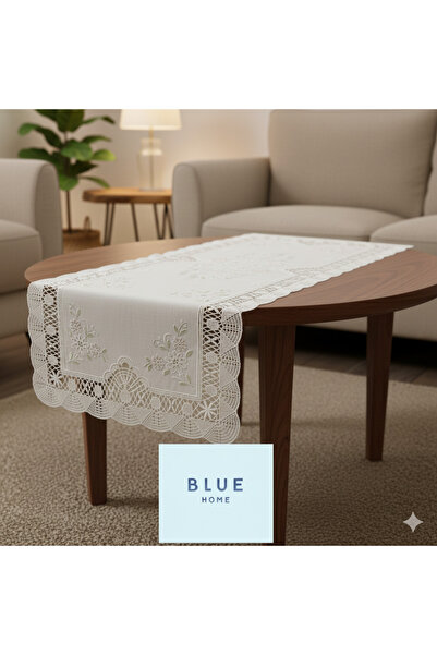 Blue Home 🆕   غطاء خزانة طاولة القهوة من مادة PVC بمظهر التطريز بالدانتيل من ميوا / الحجم: 40 سم × 83 سم GLS
