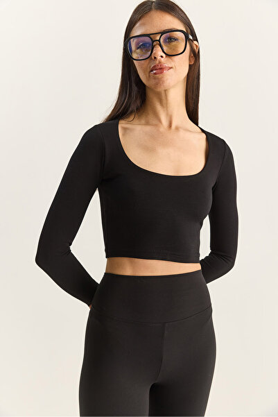 Bianco Lucci Women's Soft Touch Square Neck Long Sleeve Basic Blouse 0380 60283878