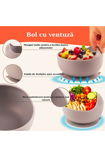 NO BRAND Silicone baby bowl and spoon set with suction cup - BEIGE, BPA free