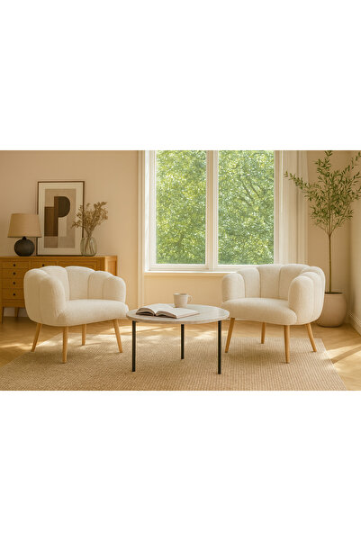 stillola Reyna Berjer Natural Ahşap Ayak Çay Set İkili Koltuk Berjer Takımı SALON, BALKON, OFİS İkili Takım