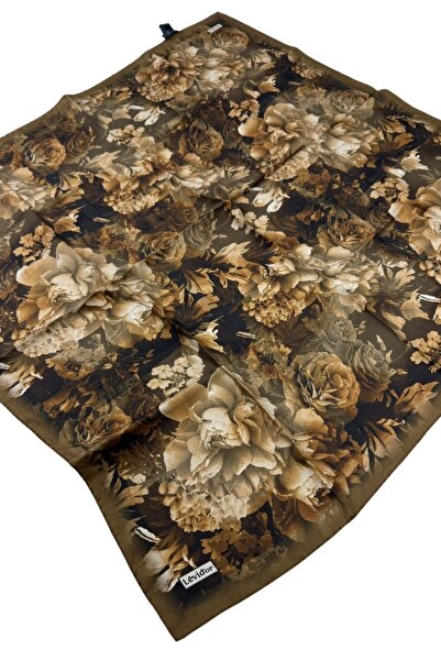 Levidor Eșarfă din mătase twill LD1138 Motiv floral 04-Taba-verde