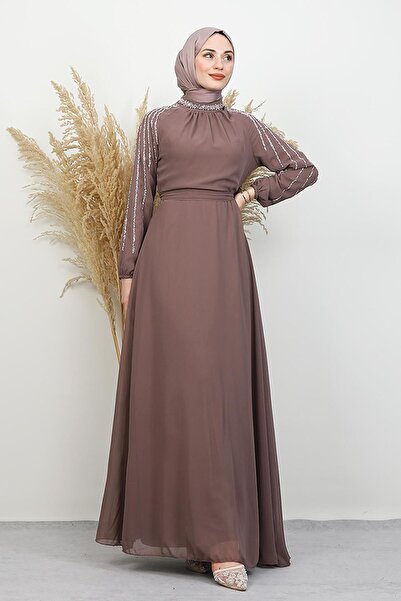 GİYZAMİLA Semra Tesettür Dress Dusty Rose