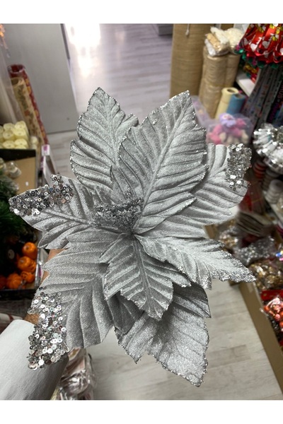 Rengarenk tuhafiye ve hobi زينة شجرة عيد الميلاد على شكل زهرة البونسياتا الكبيرة