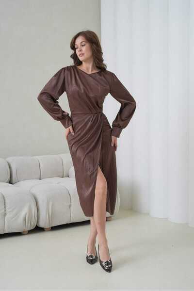 CİXAPLE Σατέν φόρεμα με διπλό στήθος