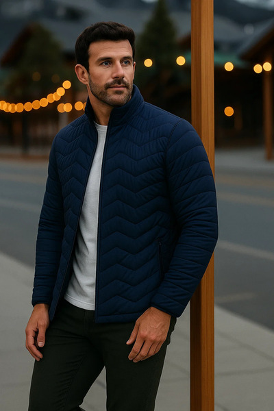 comstar Men's Trend Premium Navy Blue Puffer Jacket