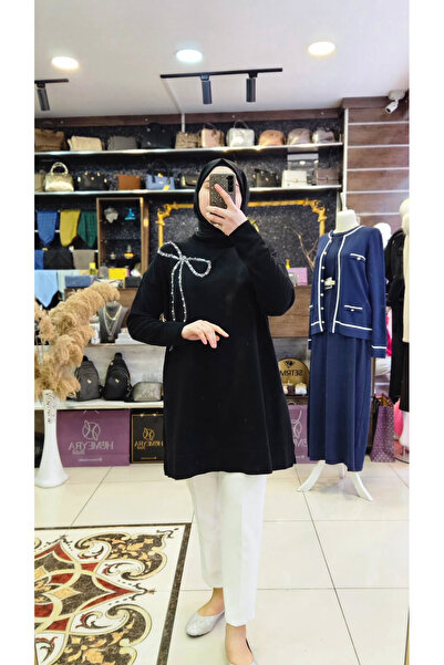 HUMEYRA Knit Tunic with Bow Detail