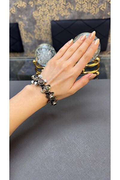 Gümüşhanesi Turmalin taşlı otantik gümüş bileklik