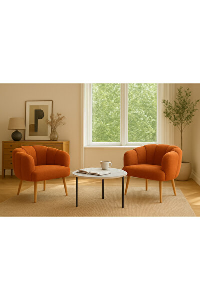 stillola Reyna Berjer Natural Ahşap Ayak Çay Set İkili Koltuk Berjer Takımı SALON, BALKON, OFİS İkili Takım