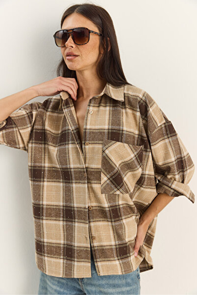 Bianco Lucci Γυναικείο πουκάμισο με καρό σχέδιο με τύπωμα Relaxed 2166 60283877