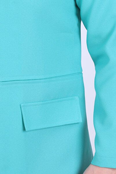 armonika Women's Turquoise Waist Stitched Long Jacket Arm-26K001017