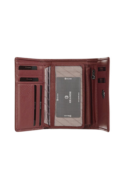 MFT Leather Design Genuine Leather Wallet – Grande 2628 Claret Red