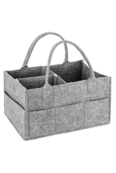 BLOOMING TIME Baby Diaper Caddy Organizer Basket Portable Storage Bin Large Nursery Bag, Grey