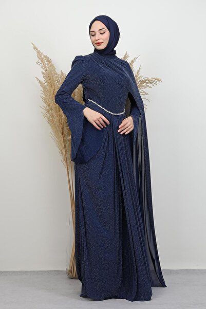 GİYZAMİLA Βραδινό φόρεμα Minel Jarse Navy Blue