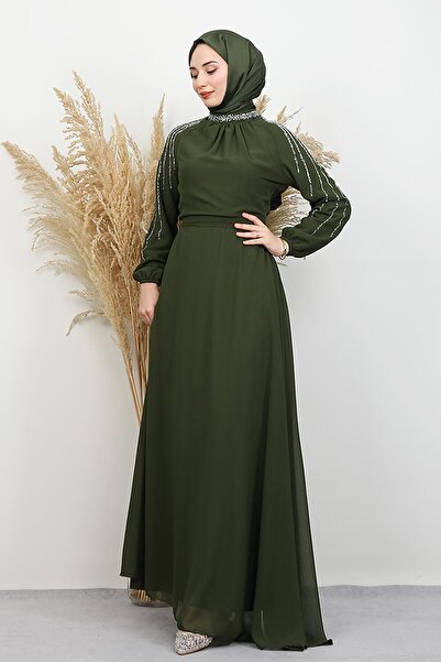 GİYZAMİLA Semra Tesettür Dress Khaki