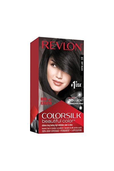 Revlon Vopsea permanentă de păr ColorSilk, 11 Negru moale, 4.4 oz