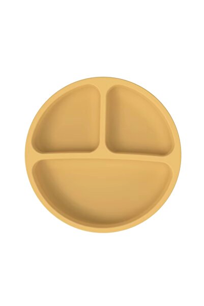 NO BRAND Silicone Baby Plate and Fork Set with Suction Cup - Mustard Yellow, BPA Free