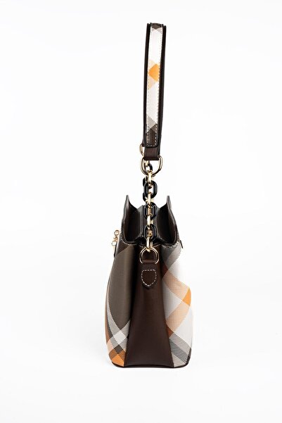 Silver Polo Silver & Polo Sp937 Women's Shoulder Bag Plaid Khaki-Brown