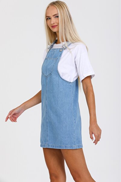 WE AND ME Rochie de damă cu bretele albastre Mini Jean Pocket Salopet