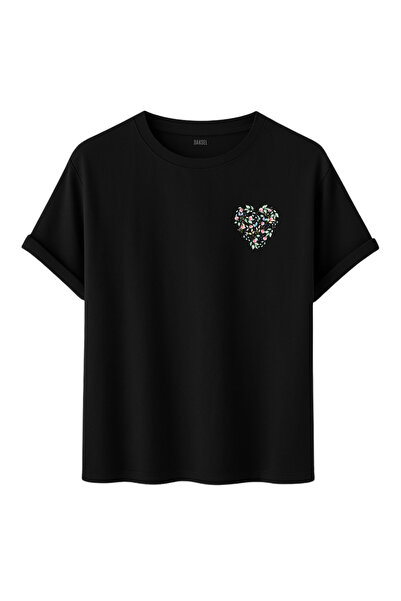 DK DAKSEL Μινιμαλιστικό λουλουδάτο μπλουζάκι με με τύπωμα λεπτομέρειες στο στ...