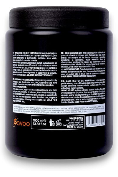SAVOO Hair Mask for Oily Hair 1000ml – Cooling Mint with Rosemary, Aloe Vera & Zinc