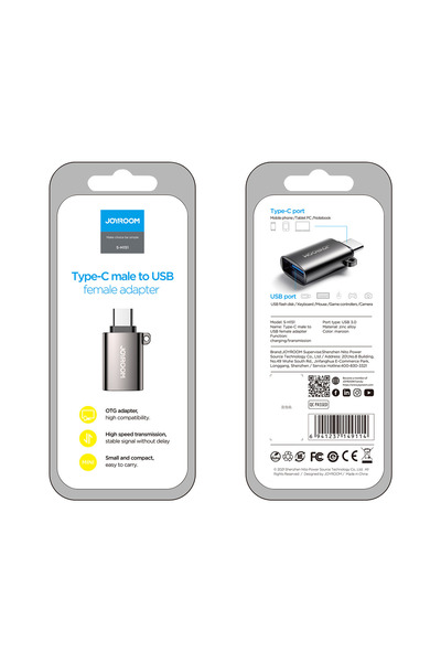 TelcoMag Joyroom (S-H151) - Adaptor OTG Transfer, USB-A la USB-C, Negru