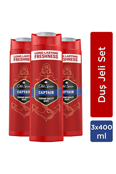 Old Spice Captain Erkek Duş Jeli ve Şampuan 400 ml x 3 Adet