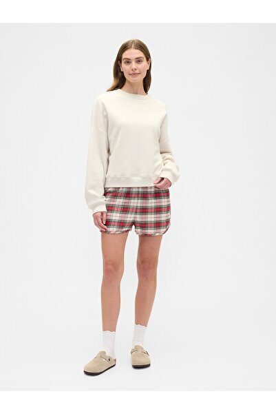 GAP Kadın Beyaz Flannel Pijama Şort
