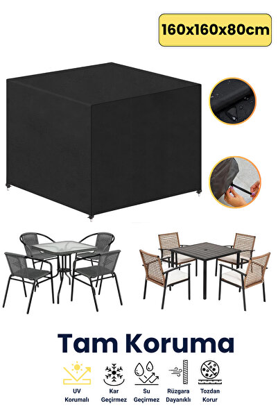 dokaca Black 160X160X80 Garden Furniture Cover, Outdoor Furniture Protection ...