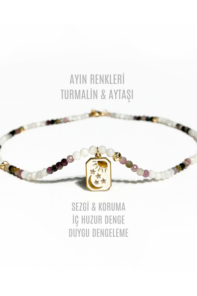 Meshuchi Sertifikalı (Sezgi Koruma & İç Huzur Denge) Turmalin & Ay Taşı Doğal...