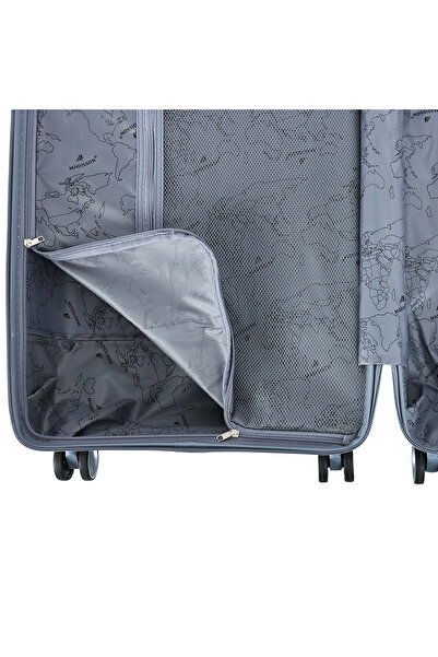 Madisson Troler mediu SW51103, 100% polipropilenă, 67x43x25 cm, încuietoare, 4 roți 360°, gri albastru