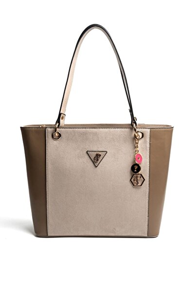 Silver Polo SP1176 Geantă de umăr pentru femei din piele intoarsa bej-nisip