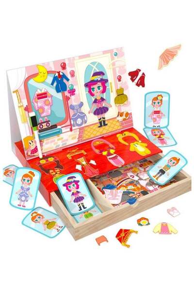 Arabest Magnetic Drawing Board, Girls Dress Up Themed Wooden Puzzle Game, Edu...