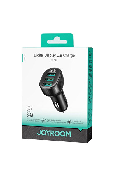 Joyroom Φορτιστής αυτοκινήτου (JR-CCD03), 17W, 3xUSB, QC 3.0, Οθόνη LED, ΜΑΥΡΟ