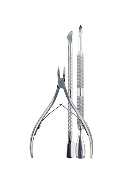 Generic 3 pcs/set Nail Art Manicure Tools Set Stainless Steel Cuticle Pusher Nippers Trimmer
