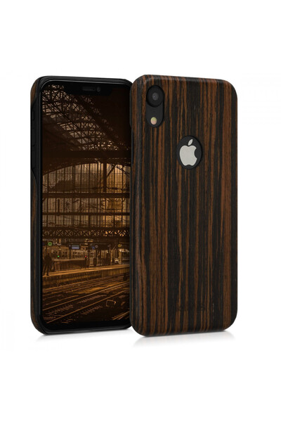 kalibri Carcasă compatibilă cu Apple iPhone XR, Lemn, Maro, 45958.16