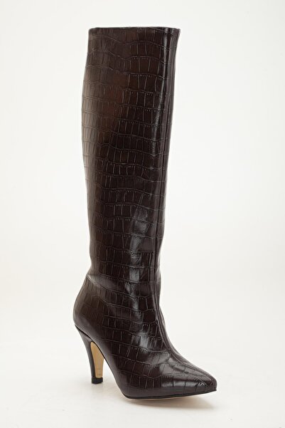 Fagi Siesta Коричневі крокодилячі шкіряні чобітки на тонкому каблуці