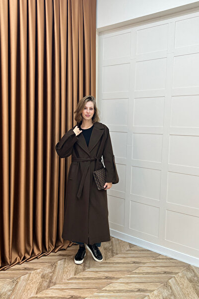 Stilife Παλτό με λεπτομέρεια στο μανίκι Καφέ