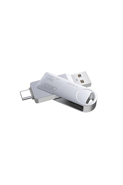 XO Design XO DK03 USB Flash Drive, 256GB, USB 3.0 + Type-C, Rotating, Silver