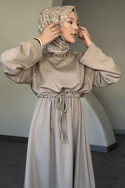 EL jadida Women's Elastic Waist Modal Fabric Plus Size Dress