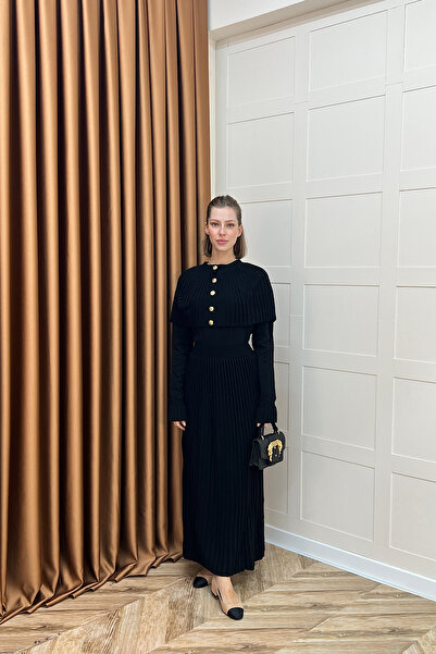 Stilife Butterfly Cape Knitwear Dress Black