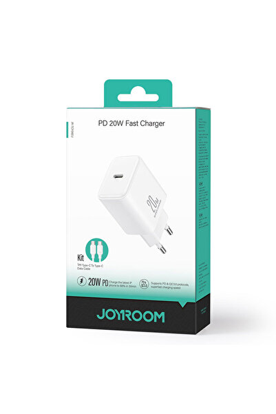 Joyroom Φορτιστής (JR-TCF06) Τροφοδοτικό + Καλώδιο USB-C, 20W, 1xUSB-C, PD, Λ...