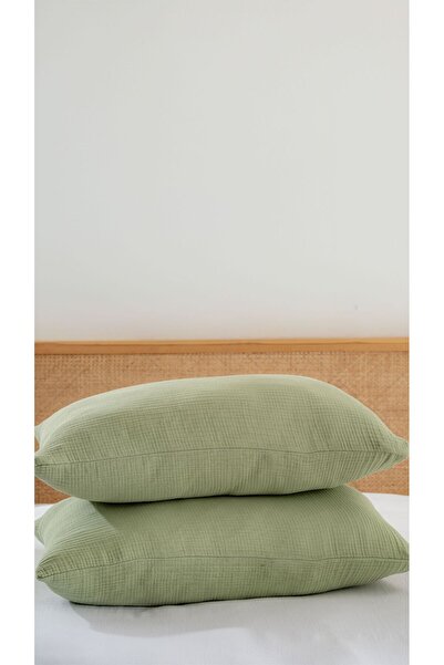 MYLASA HOME Husă de pernă din muselină – Bumbac muselină ultra moale cu 4 str...