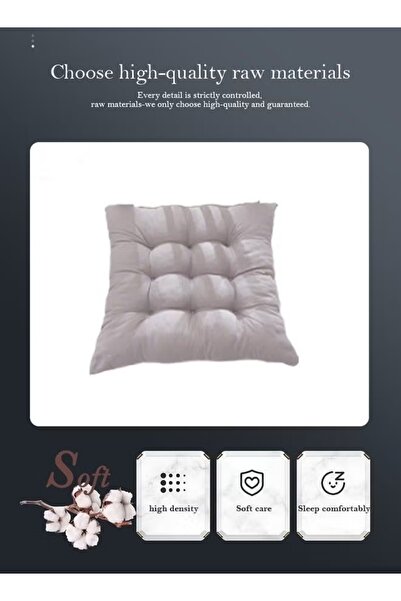 Generic Seat Cushion with Ties 40*40cm Chair Pad Square Chair Seat Pad Solid Thicken Tufted Cushion Pad