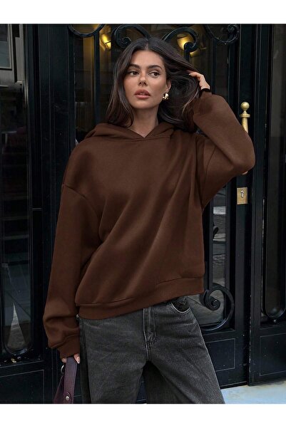 rocassi Kadın Büyük Beden Kapüşonlu Sweatshirt