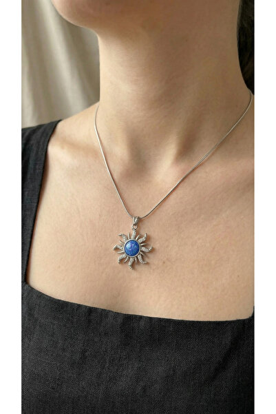 GLOSSY JEWELERY Enamel Zircon Stone Sun Necklace