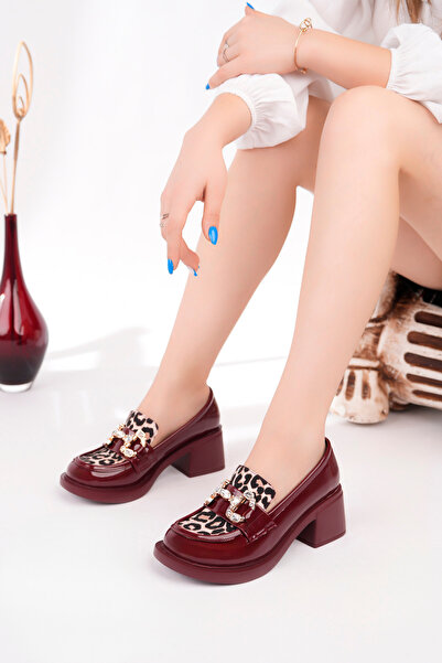 Madam Tarz Smr-14997 Thick Heel Leopard Pattern Loafer