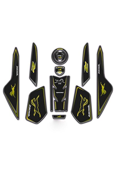 Redline Grafik TVS Raider Sarı Siyah Tank Pad Kuyruk Pad Kafa Pad Sticker Set...