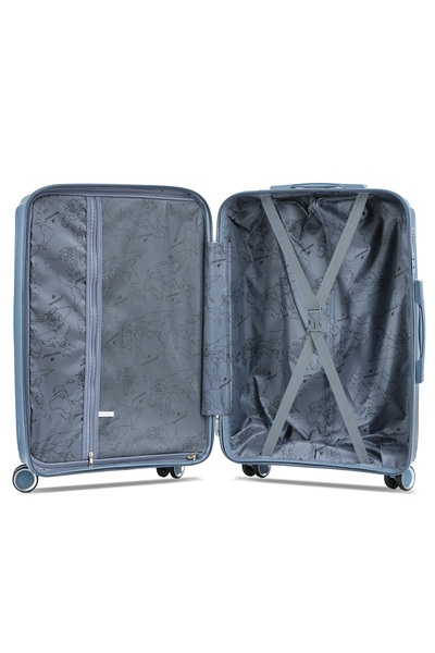 Madisson Cărucior mare SW51103, 100% polipropilenă, 77x50x29 cm, încuietoare, 4 roți 360°, albastru gri