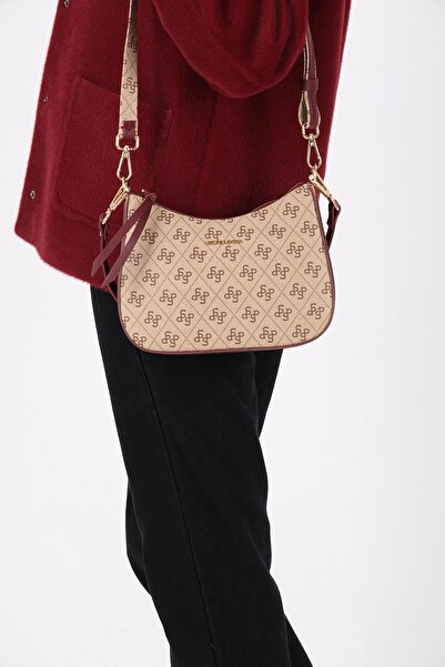 Silver Polo Geantă de umăr bej închis - roșu claret SP1259